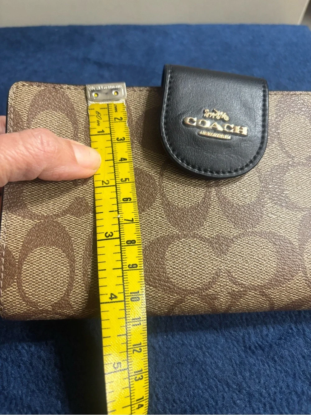 Coach Brown Monogram Continental Wallet with Black Snap